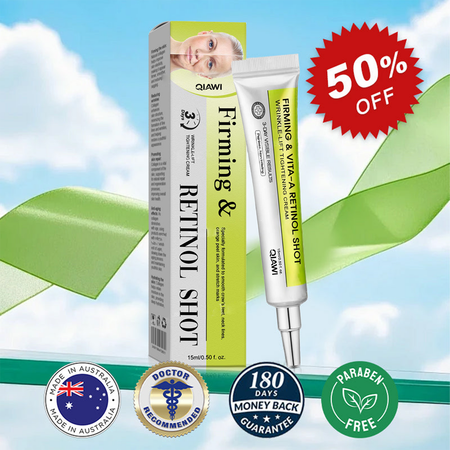 🧠👨‍⚕️Made and shipped from the USA 💫QIAWI® Skin Tightening & Vita-A Retinol Retinol shot Anti-Wrinkle Firming Tightening cream - Last Day Promotion 70% OFF