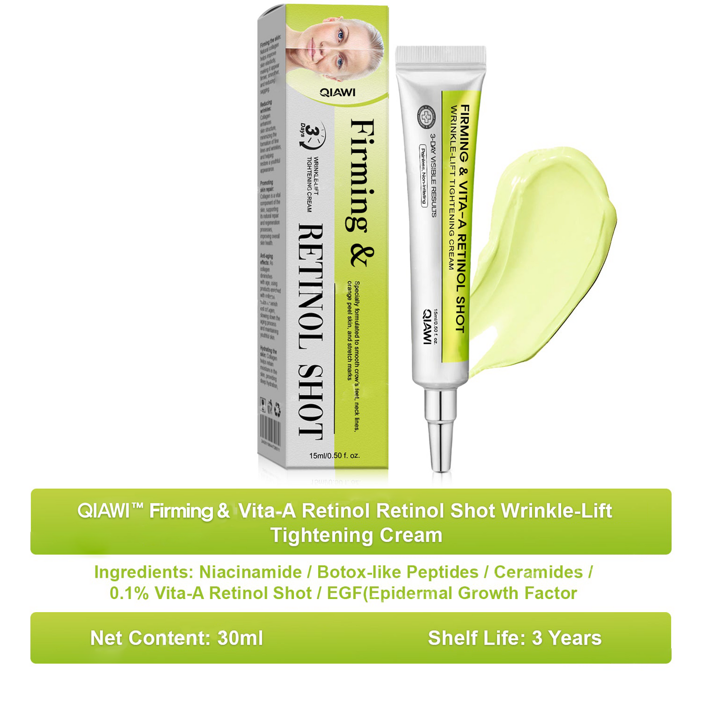 🧠👨‍⚕️Made and shipped from the USA 💫QIAWI® Skin Tightening & Vita-A Retinol Retinol shot Anti-Wrinkle Firming Tightening cream - Last Day Promotion 70% OFF