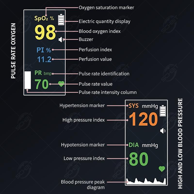 2-in-1 Bluetooth Blood Oxygen & Blood Pressure Monitor – Finger Pulse Oximeter, Real-Time SpO₂/PR/BP Tracking, Sleep Monitoring, Alerts & Alarms