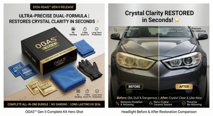 [2026 GEN II] OGAS™ Headlight Restoration Kit | No-Sanding 2-Step Nano-Crystal Coating (Full Set w/ Gloves & Towels)